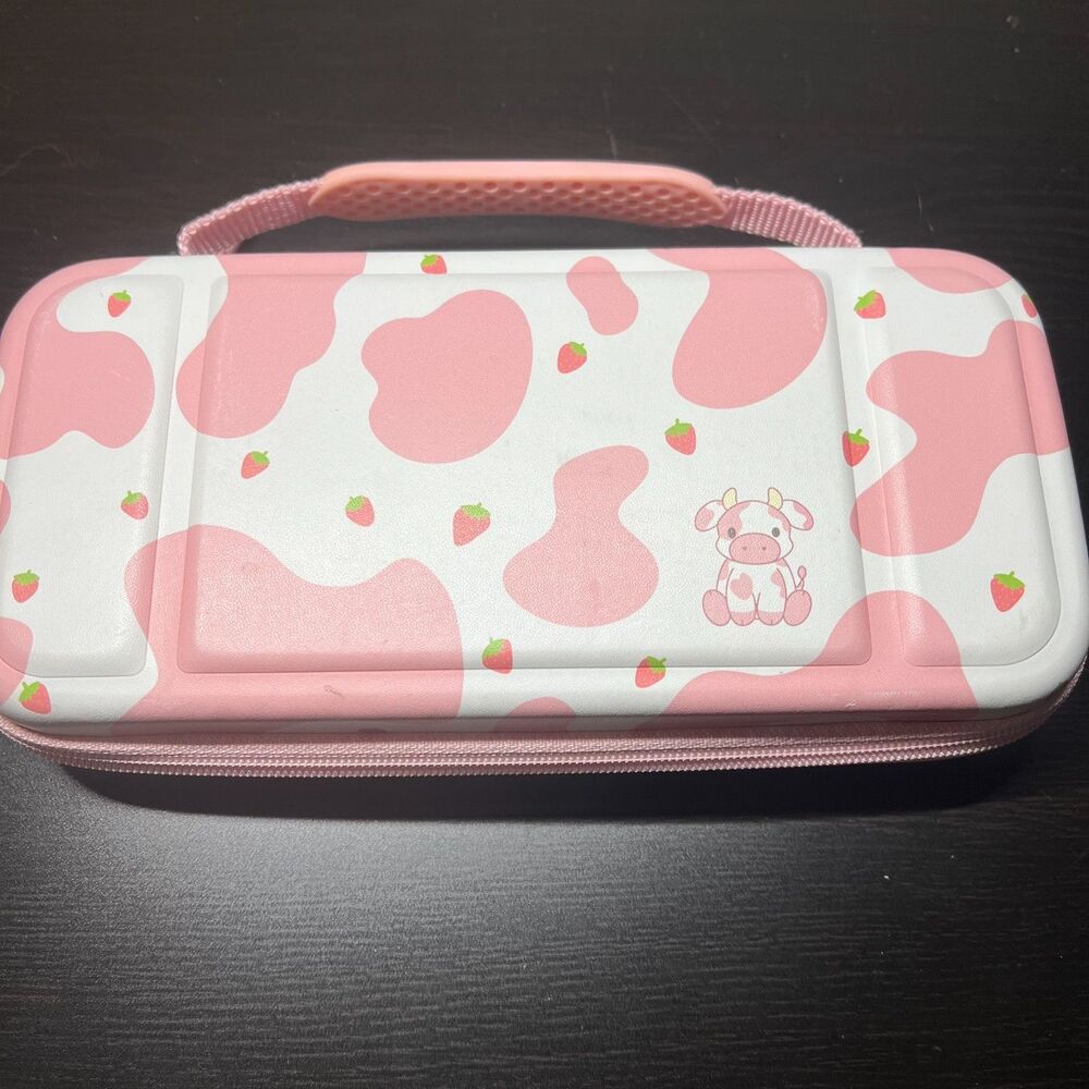 FINTIE Carrying Case for Nintendo Switch OLED Model Handheld Console Cow Pink